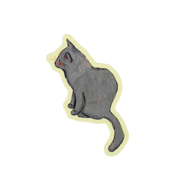 Silly Grey Cat Sticker