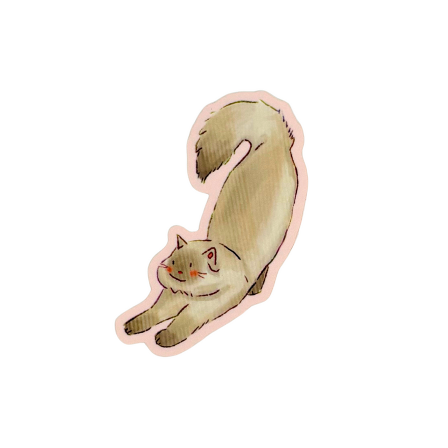 Silly Brown Cat Sticker